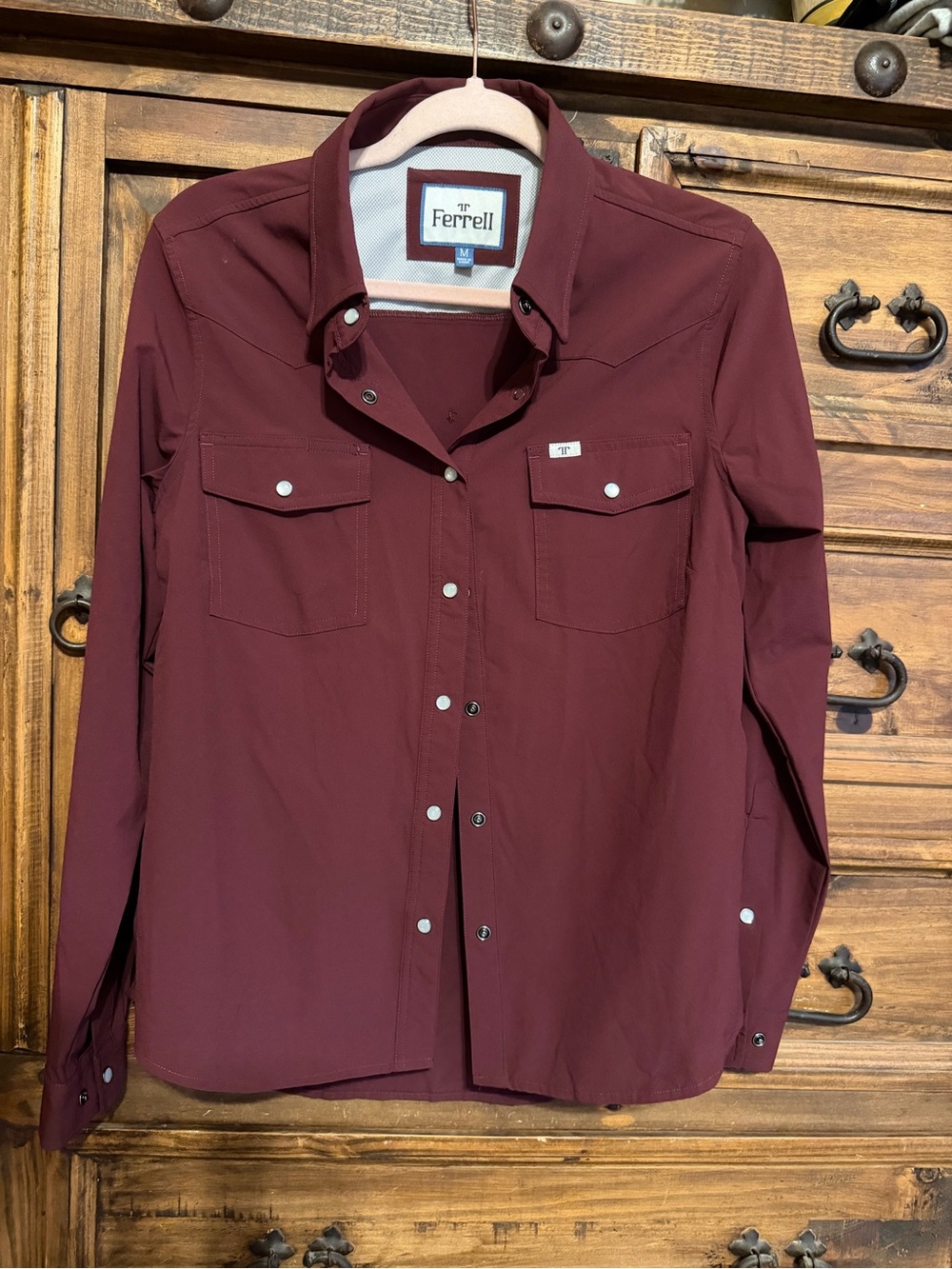 Women's Long-Sleeve Button-Down Shirt in Deep Wine